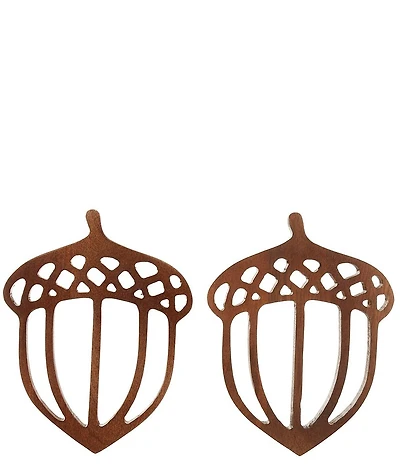 Southern Living Festive Fall Wood Acorn Trivets, Set of 2