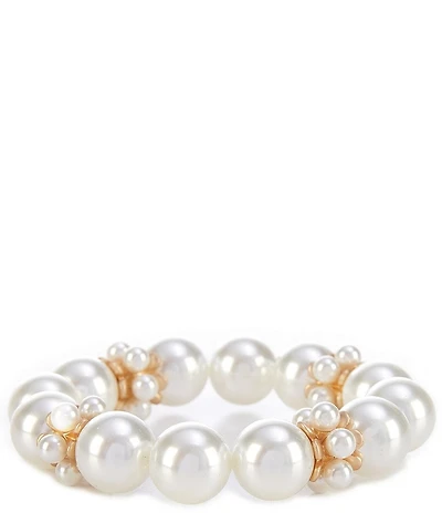 Southern Living Floral Metal Pearl Beaded Stretch Bracelet