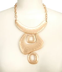 Southern Living Geometric Hammered Metal Frontal Statement Necklace