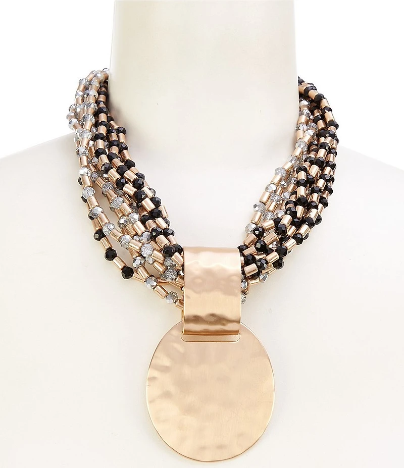 Southern Living Glitzy Beaded Torsade Pendant Statement Necklace