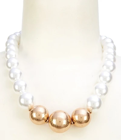 Southern Living Gold and Pearl Beaded Collar Necklace