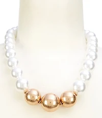 Southern Living Gold and Pearl Beaded Collar Necklace