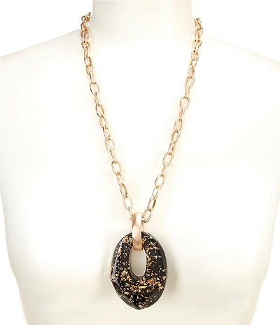 Southern Living Gold Speckled Jet Bead Pendant Necklace
