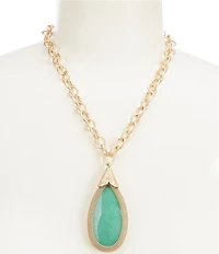 Southern Living Green Agate Bead Teardrop Short Pendant Necklace