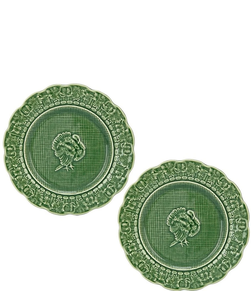 Southern Living Green Embossed Cabbage Turkey Plate, Set of 2