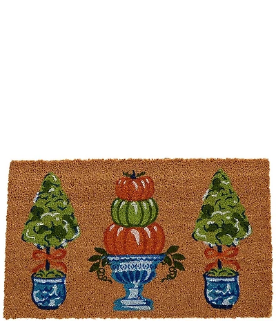 Southern Living Halloween Collection Pumpkin Topiary Vinyl Backed Coir Doormat