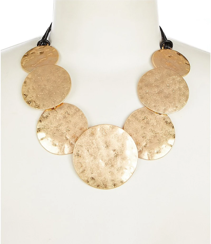 Southern Living Hammered Disk Statement Necklace