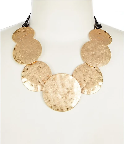 Southern Living Hammered Disk Statement Necklace
