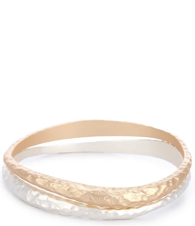 Southern Living Hammered Textured Metal Bangle Bracelet Set