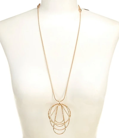 Southern Living Hammered Textured Wire Multi Shape Long Pendant Necklace