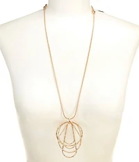 Southern Living Hammered Textured Wire Multi Shape Long Pendant Necklace