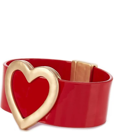 Southern Living Heart Open Metal Red Leather Wrap Bracelet