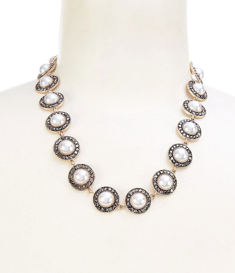 Southern Living Hematite Stone and Pearl Collar Necklace