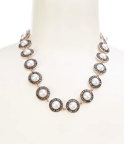 Southern Living Hematite Stone and Pearl Collar Necklace