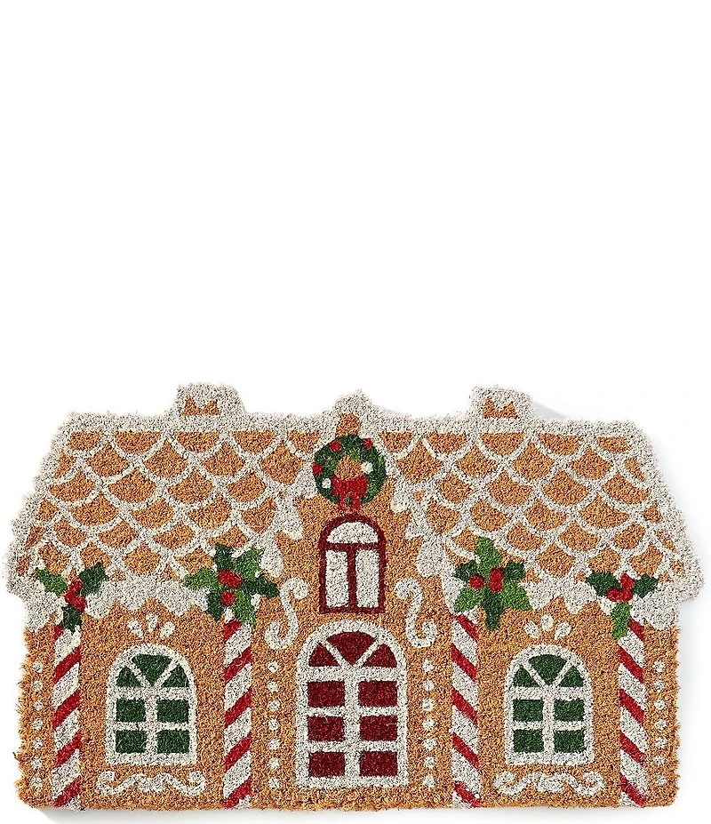 Southern Living Holiday Collection Gingerbread House Shaped Coir Doormat