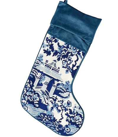 Southern Living Holiday Decor Collection Chinoiserie Needlepoint Stocking