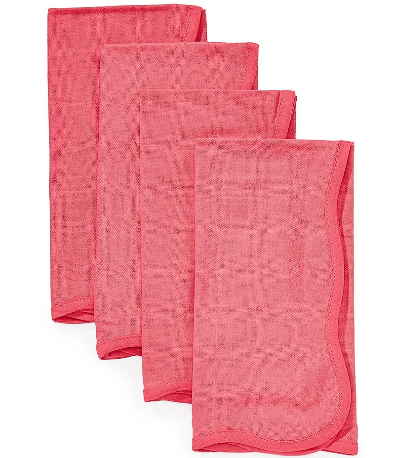 Southern Living Hot Pink Scalloped Napkins, Set of 4