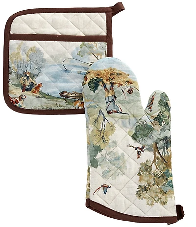 Southern Living Hunting Dogs Collection Oven Mitt & Pot Holder Set