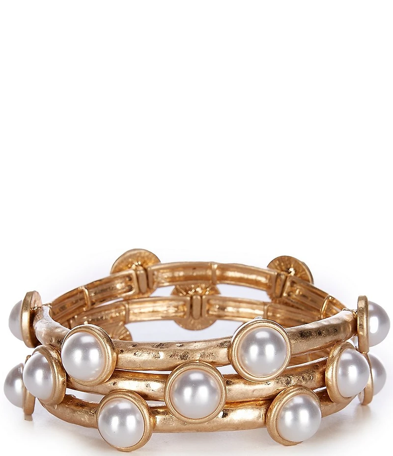 Southern Living Inset Pearl Stretch Bracelet Set