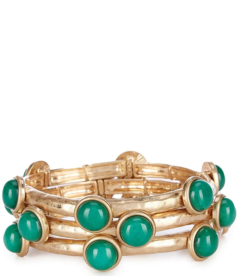 Southern Living Inset Semi Precious Stone Stretch Bracelet Set