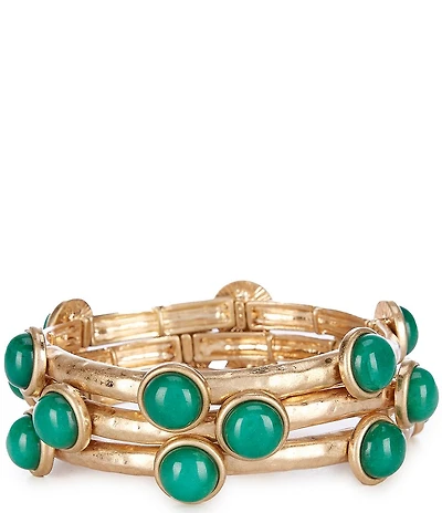 Southern Living Inset Semi Precious Stone Stretch Bracelet Set