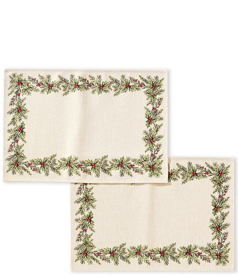 Southern Living Jaquard Holly Placemats, Set of 2
