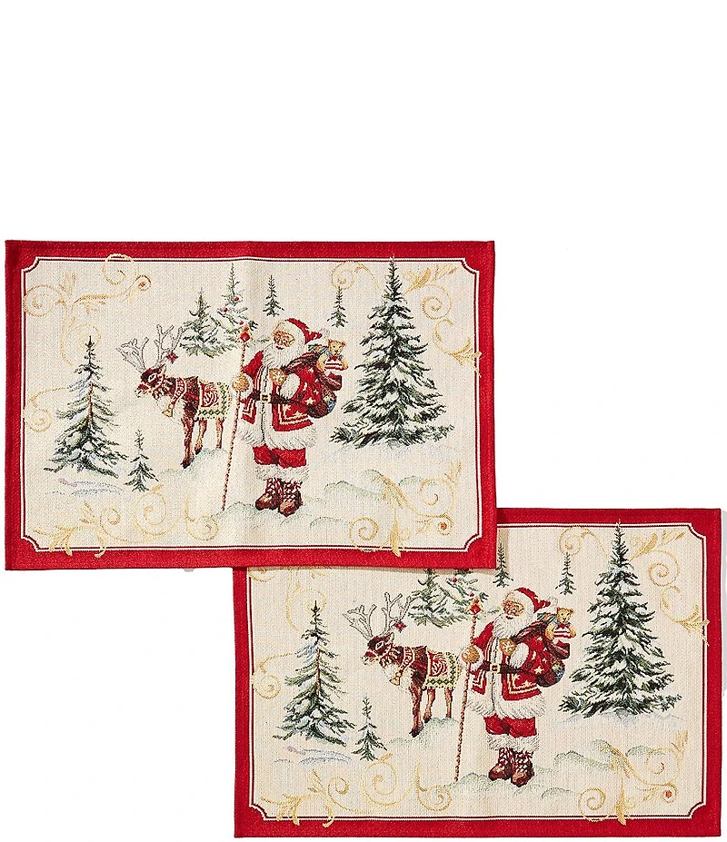 Southern Living Jaquard Santa Placemats, Set of 2