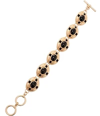 Southern Living Jet Cab Square Stone Oval Wobbly Metal Line Bracelet