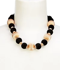 Southern Living Jet Velvet & Fluted Bead Collar Necklace
