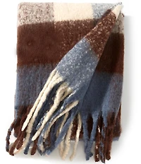 Southern Living Kent Cozy Brushed Plaid Fleece Fringed Trim Throw