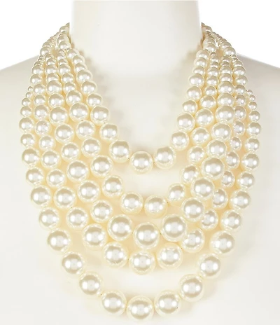 Southern Living Large Pearl Multi Row Bib Statement Necklace