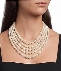 Southern Living Large Pearl Multi Row Bib Statement Necklace