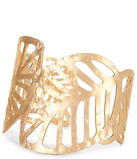 Southern Living Tropical Leaf Hammered Metal Cuff Bracelet