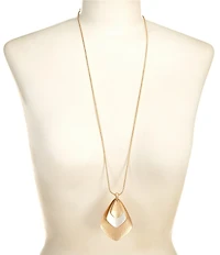 Southern Living Line Textured Geometric Multi Long Pendant Necklace