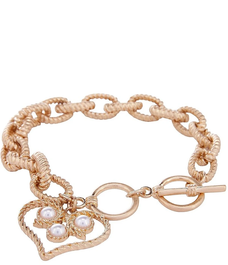Southern Living Link Chain Heart Pendant Bracelet