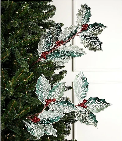 Southern Living Meet Me Under The Mistletoe Collection Holly Leaf Pick, Set Of 2
