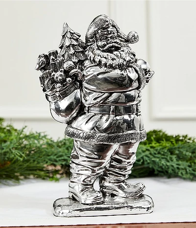 Southern Living Meet Me Under The Mistletoe Collection Silver Santa Resin Figurine
