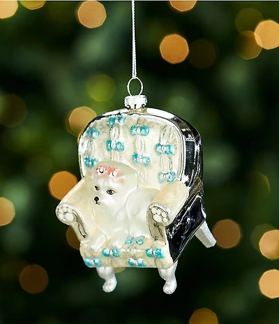 Southern Living Merry and Bright Collection Dog on Chair Glass Ornament