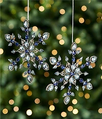 Southern Living Merry and Bright Collection Jeweled Snowflake Ornament, Set of 2