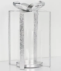 Southern Living Merry and Bright Collection Metal Present Lantern with Glass Hurricane