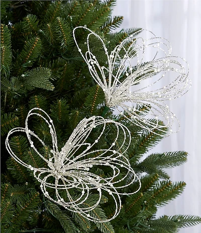 Southern Living Merry and Bright Collection Silver Flower Pick, Set of 2