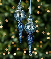 Southern Living Merry and Bright Collection Swirled Ombre Glass Finial Ornament, Set of 2