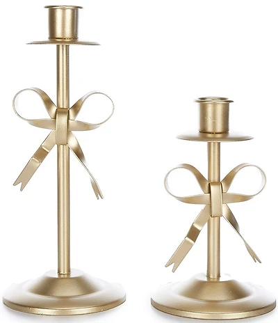 Southern Living Metal Bow Tapered Candle Holder, Set of 2