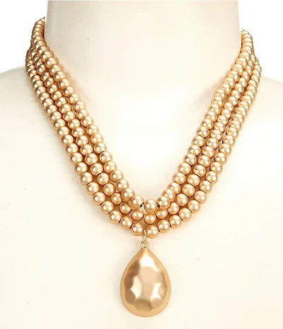 Southern Living Metal Teardrop Pendant Short Multi-Strand Necklace