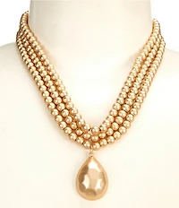 Southern Living Metal Teardrop Pendant Short Multi-Strand Necklace
