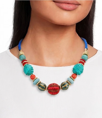 Southern Living Mixed Media Beaded Collar Statement Necklace