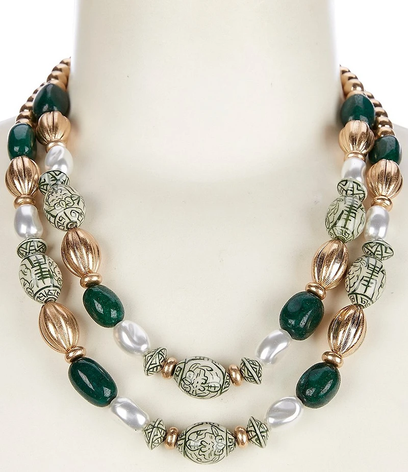 Southern Living Mixed Media Beaded Double Strand Short Necklace
