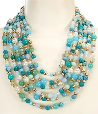 Southern Living Mixed Media Beaded Long Multi Strand Necklace