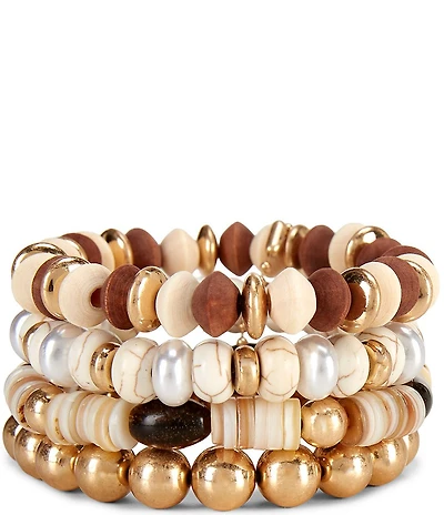 Southern Living Mixed Media Beaded Stretch Bracelet Set