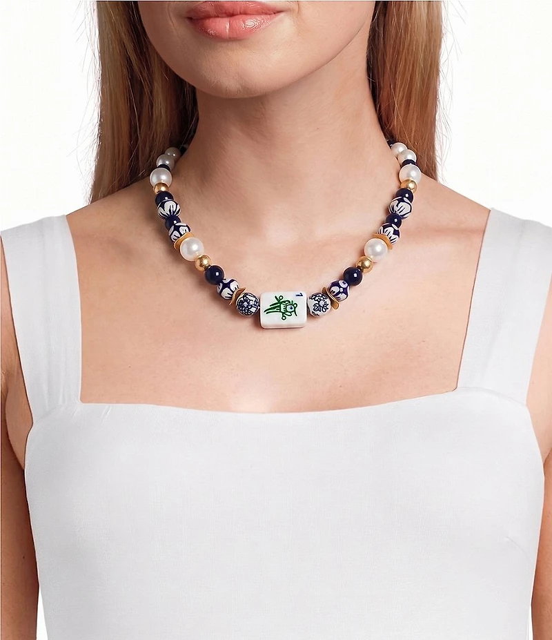 Southern Living Mahjong Tile Beaded Collar Necklace